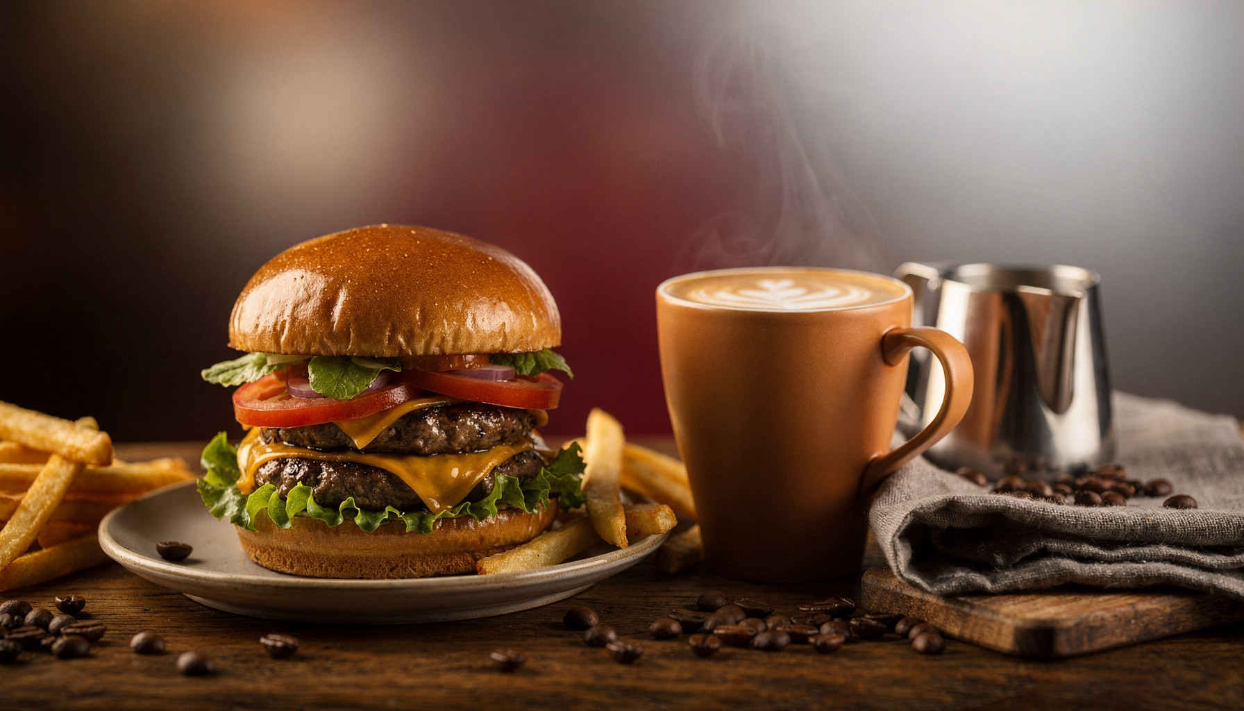 Kemo — coffee shop burger restaurant website built with WebZum AI website creator