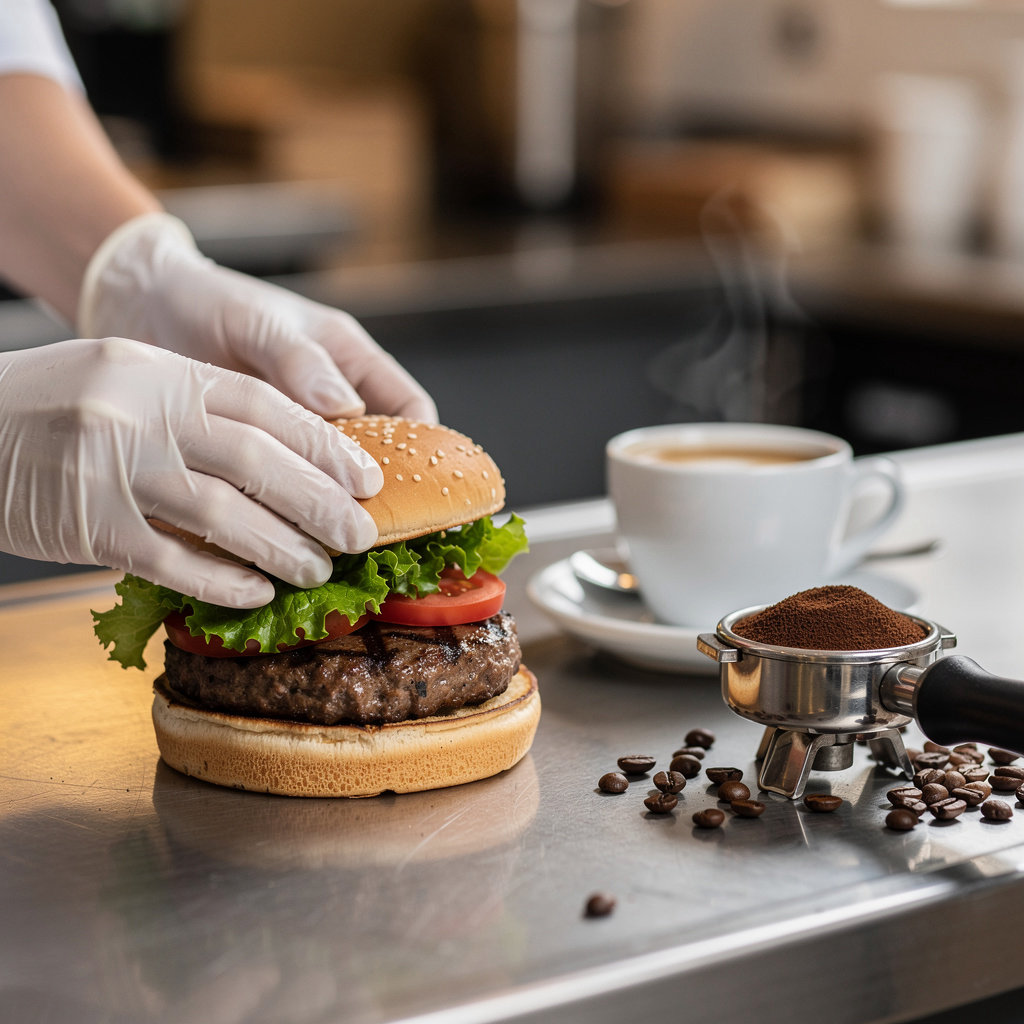 Kemo fresh burger preparation and quality ingredients in Alexandria